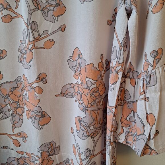 Numph Light Plush Pink Floral Crewneck Peplum Dress with Bell Sleeves - Picture 13 of 14